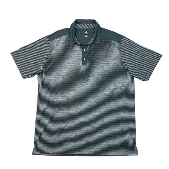 Bolle Golf Tech Shirt Mens XL Slate Gray Striped Performance Polo Side Vent Hem - Picture 1 of 10